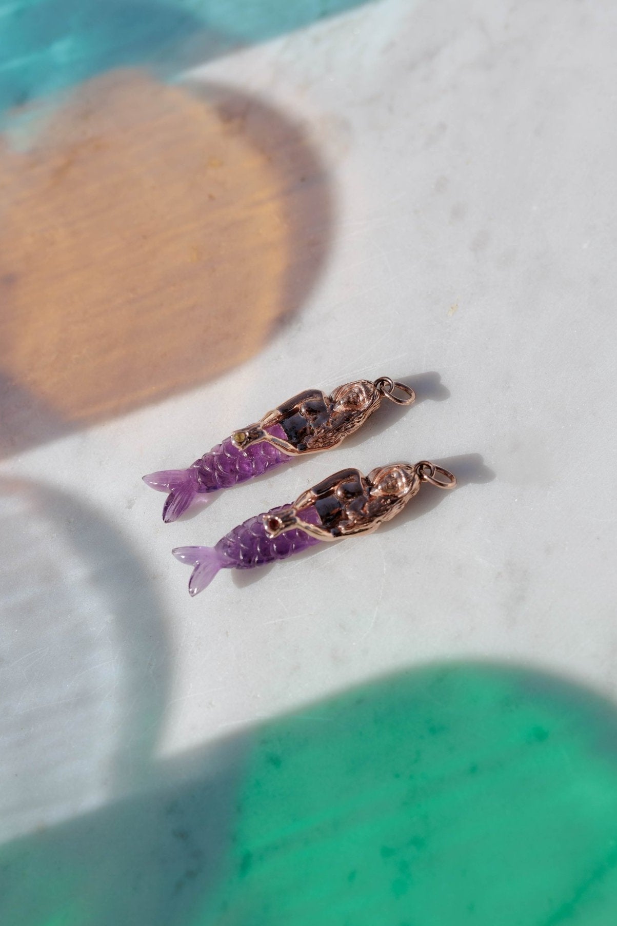 ciondolo oro rosa SIRENA MEDITERRANEA AMESTISTA by mirtilla jewels