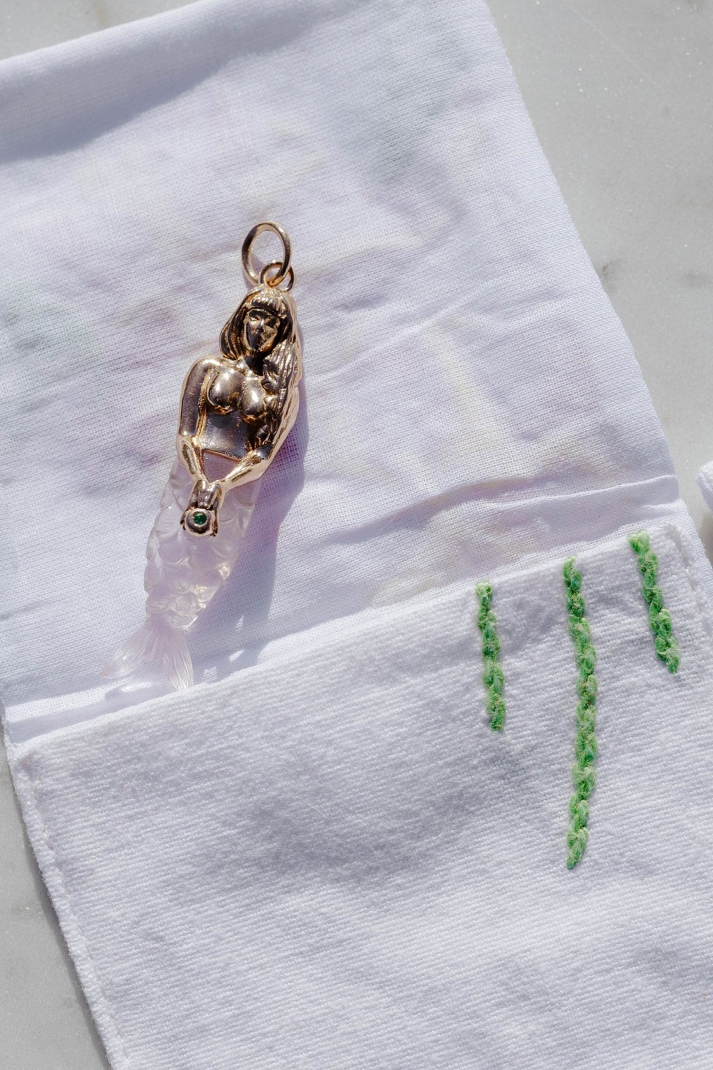 ciondolo oro r sirena e cristallo by Mirtilla Jewels