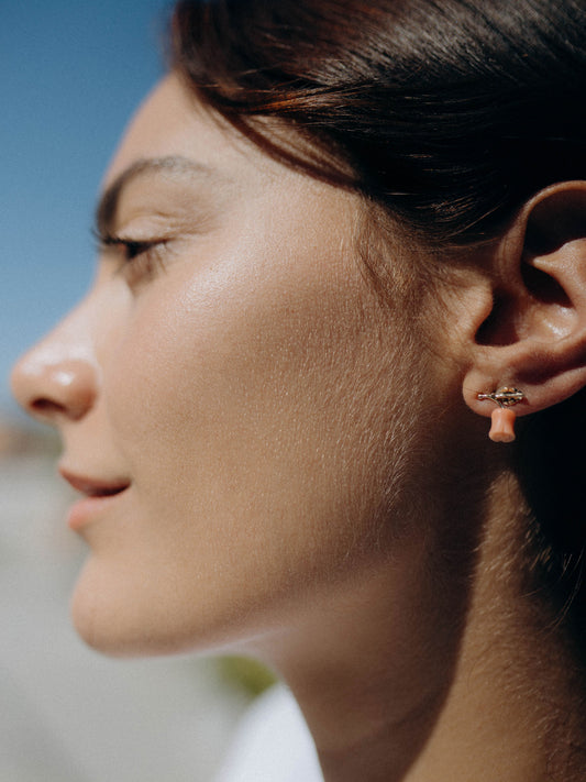 Japanese Coral Flower Earring