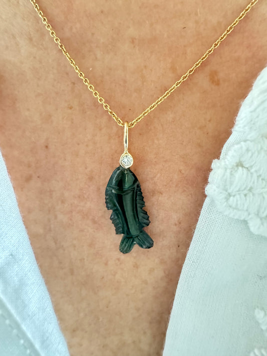 CIONDOLO PESCE TORMALINA VERDE