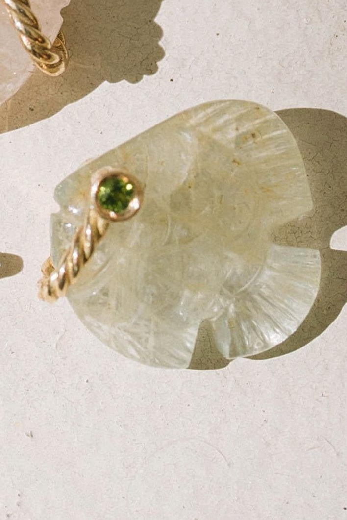 CIONDLO PESCE TORMALINA NATURALE VERDE CHIARA E ORO 18 BY MIRTILLA JEWELS