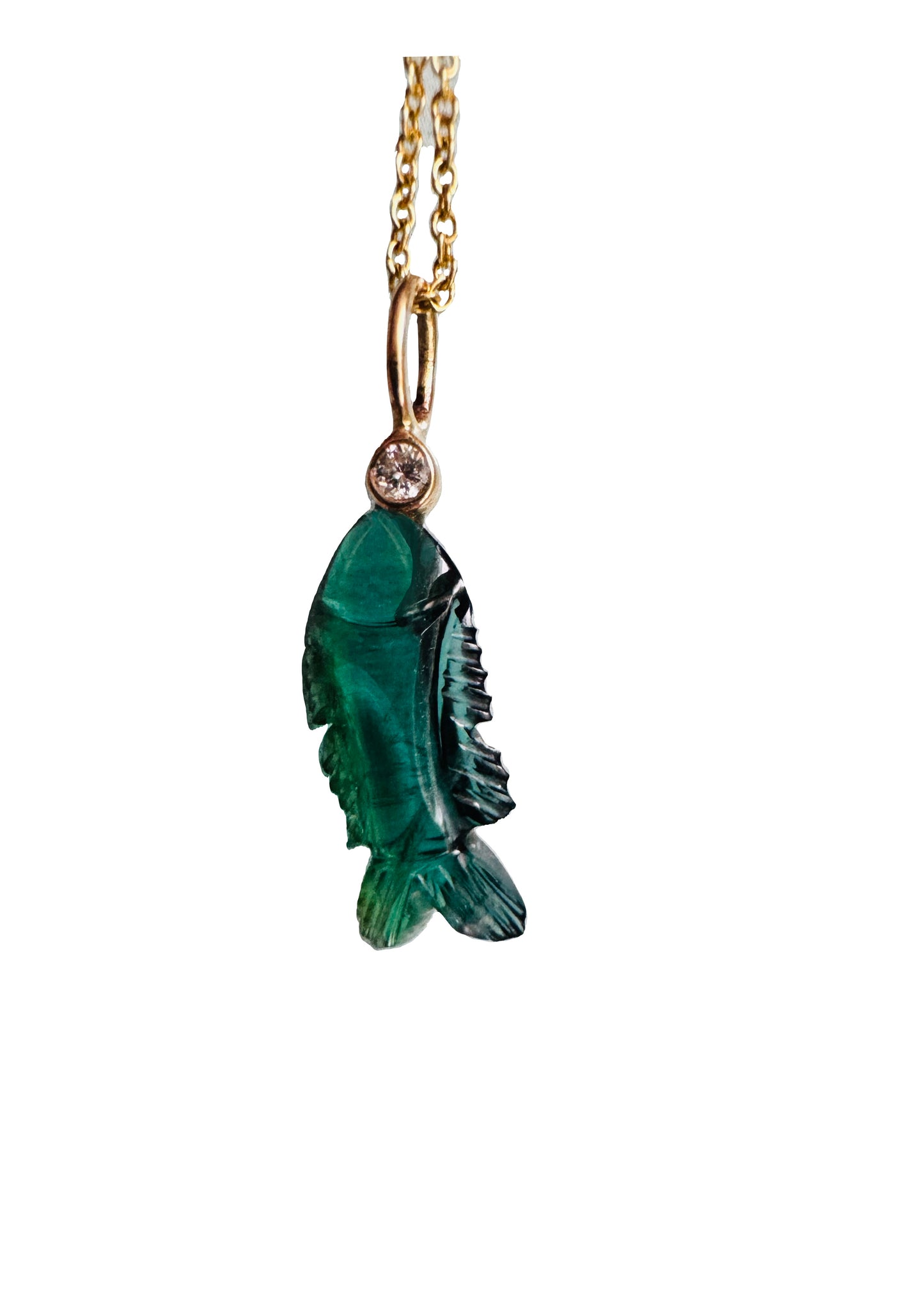 CIONDOLO PESCE TORMALINA VERDE