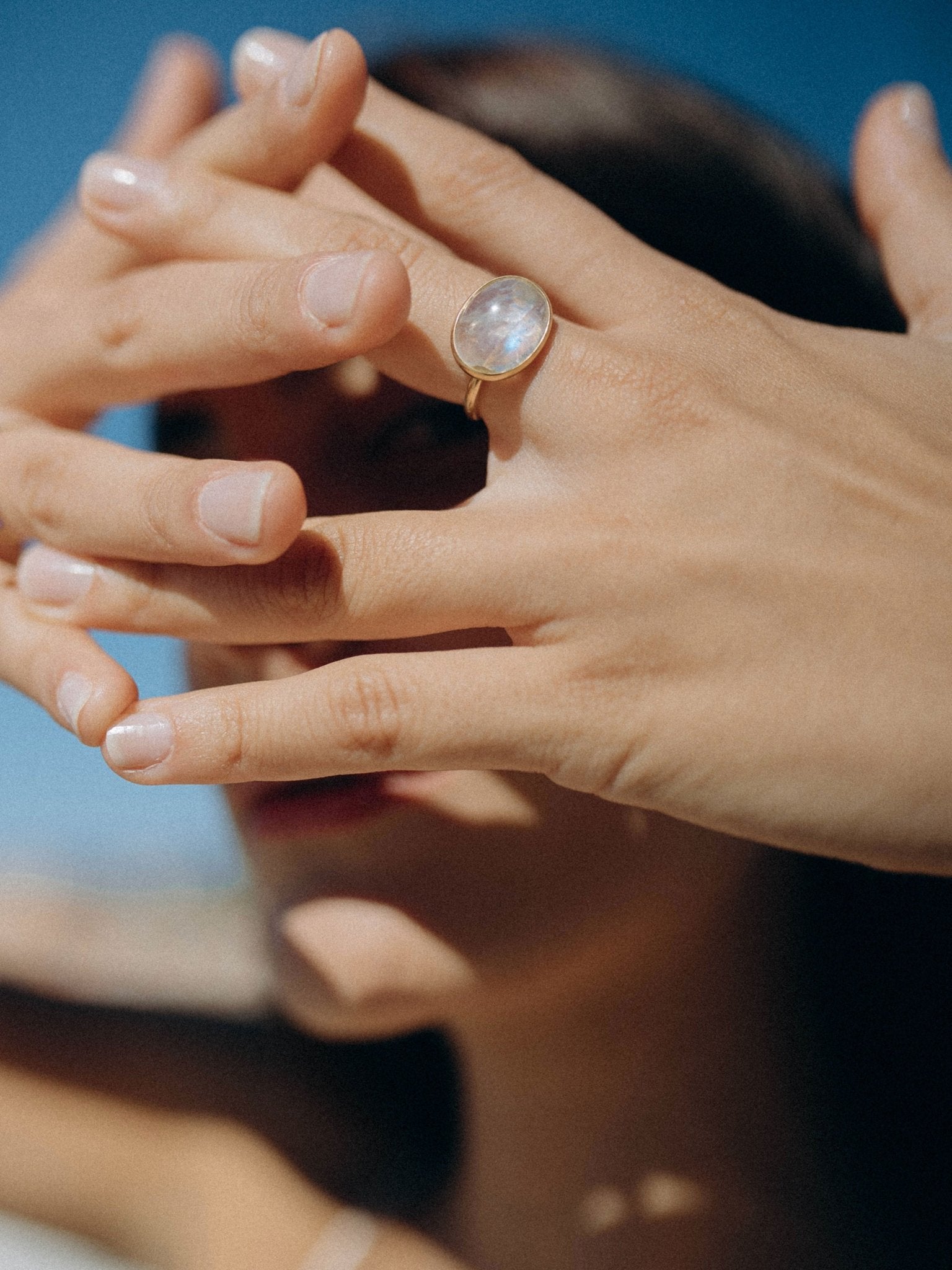 anello oro pietra di luna mirtilla jewels